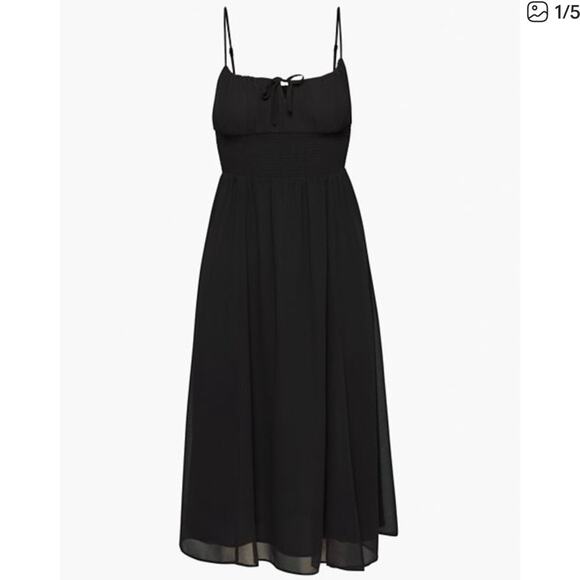 Aritzia Wilfred Genoa Midi Dress Size Small Black Classy Feminine - Picture 3 of 16